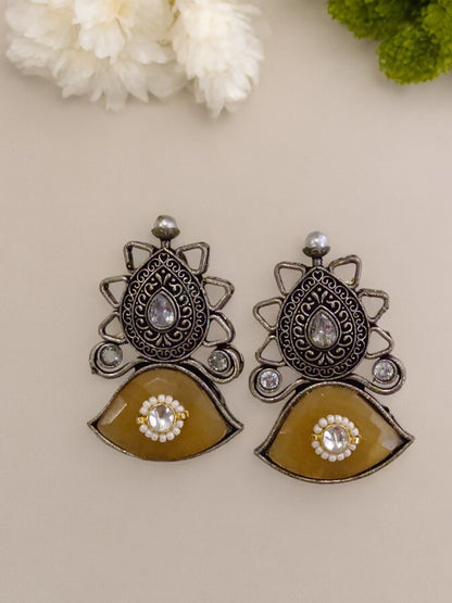 YELLOW EKAYA GERMAN SILVER EARRINGS