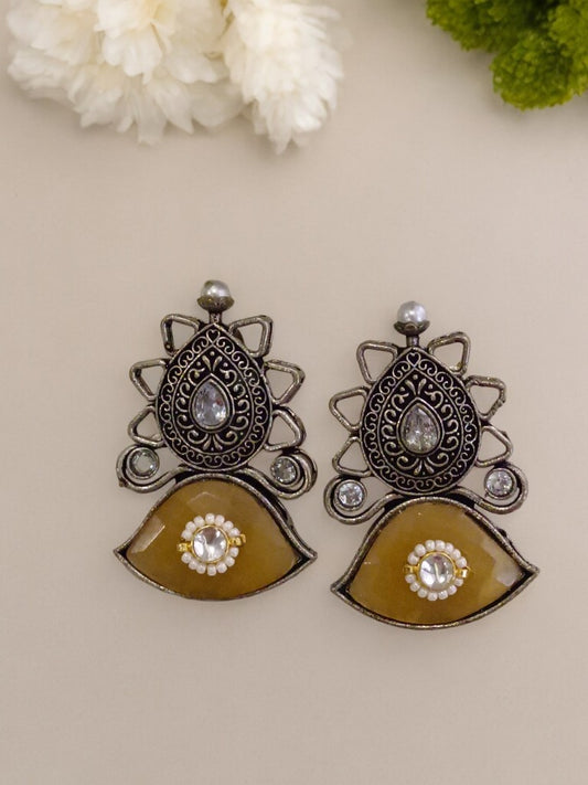 YELLOW EKAYA GERMAN SILVER EARRINGS
