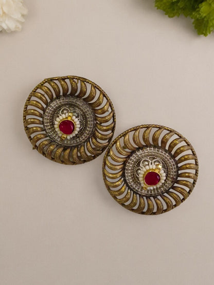 RED HIMANI GERMAN SILVER EARRINGS