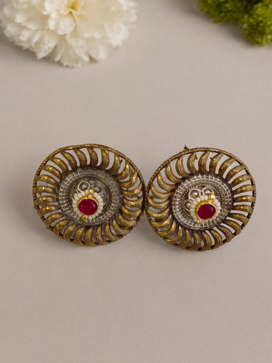 RED HIMANI GERMAN SILVER EARRINGS