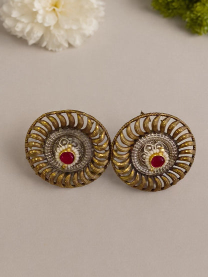 RED HIMANI GERMAN SILVER EARRINGS