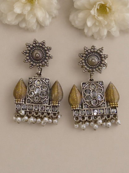 GOLDEN KASHISH GERMAN SILVER EARRINGS