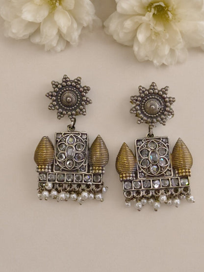 GOLDEN KASHISH GERMAN SILVER EARRINGS