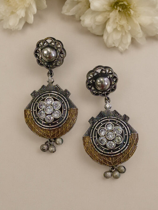 GOLDEN LAJITA GERMAN SILVER EARRINGS