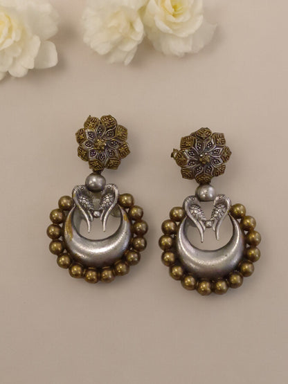 GOLDEN NIRJA GERMAN SILVER EARRINGS