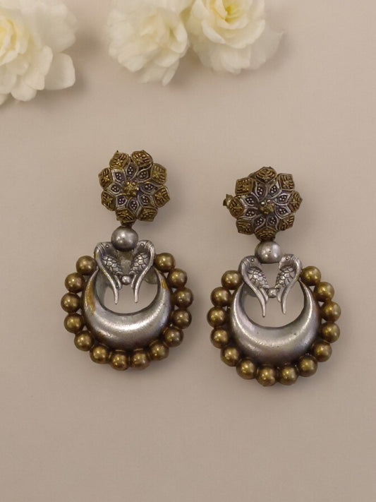GOLDEN NIRJA GERMAN SILVER EARRINGS