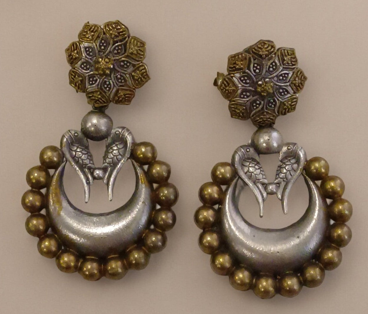 GOLDEN NIRJA GERMAN SILVER EARRINGS
