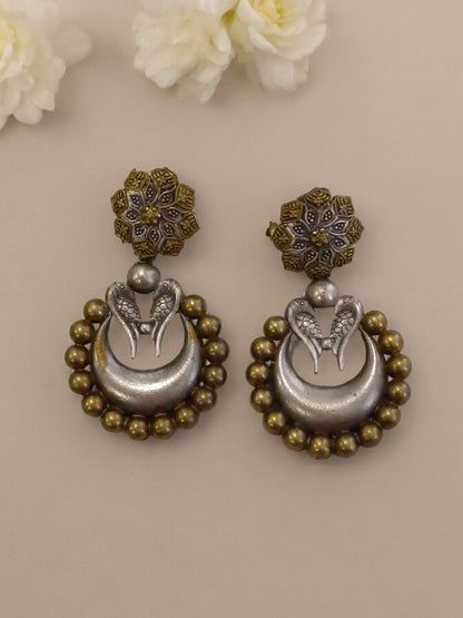 GOLDEN NIRJA GERMAN SILVER EARRINGS