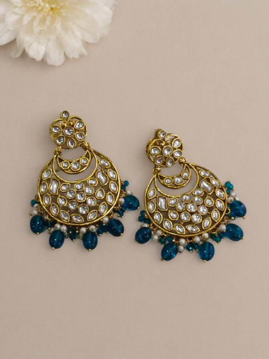 BLUE LAVISHA KUNDAN EARRINGS