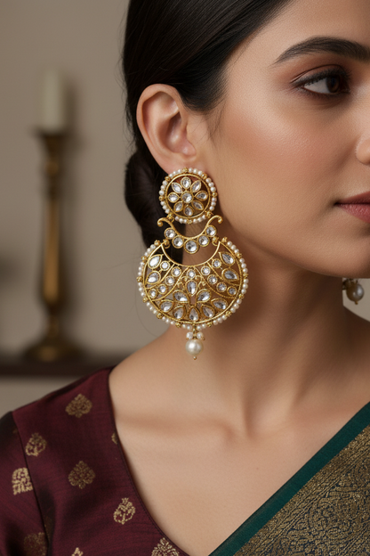 WHITE NYASA KUNDAN EARRINGS