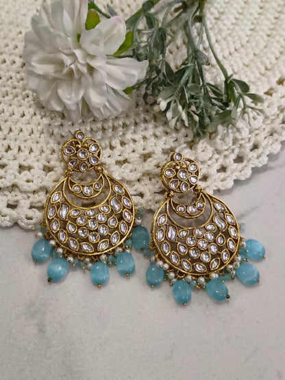 SEA BLUE LAVISHA KUNDAN EARRINGS