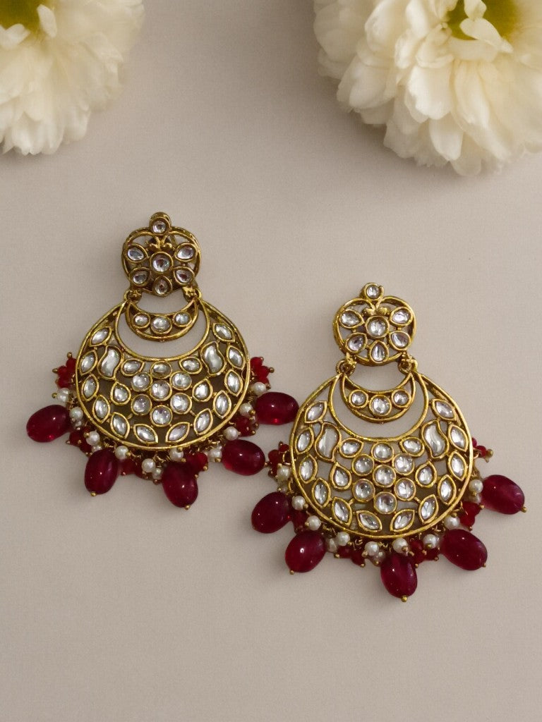 RED LAVISHA KUNDAN EARRINGS
