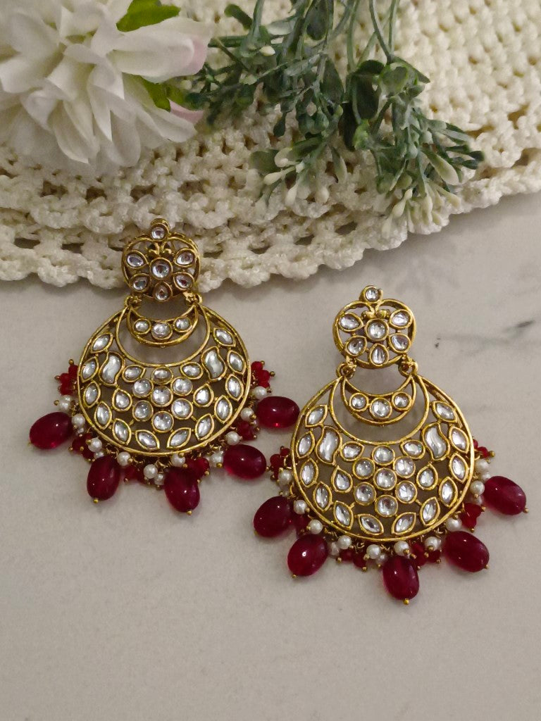 RED LAVISHA KUNDAN EARRINGS