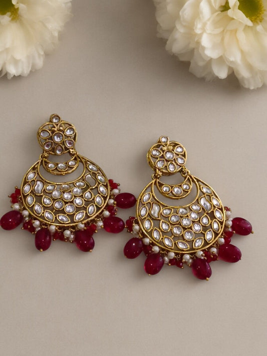 RED LAVISHA KUNDAN EARRINGS