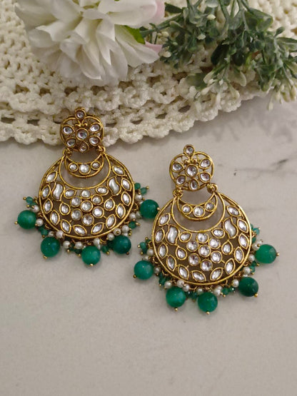 GREEN LAVISHA KUNDAN EARRINGS