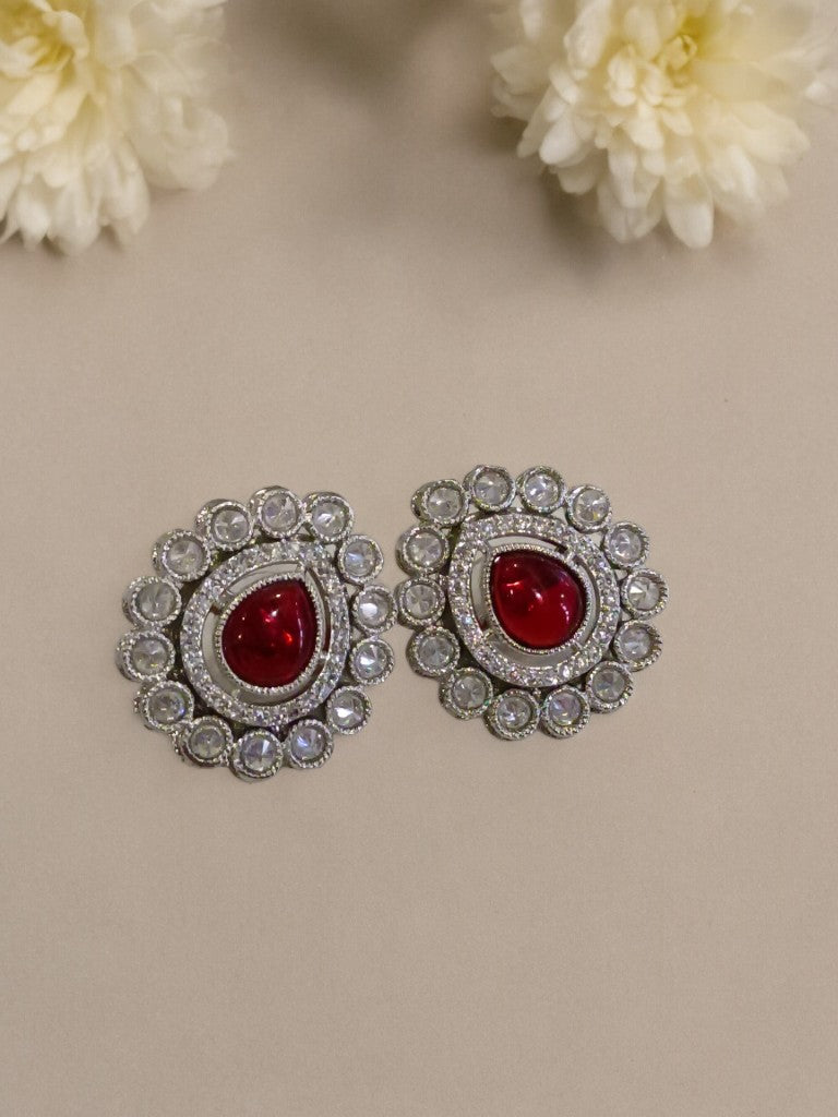 RED GUL KUNDAN EARRINGS