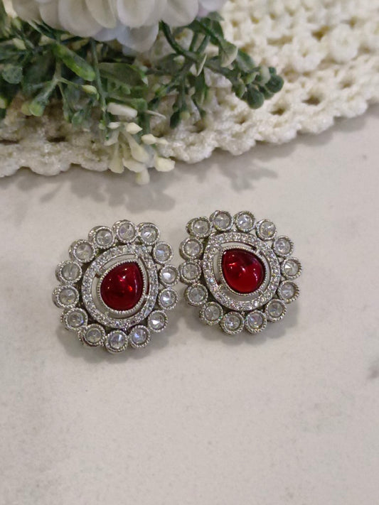 RED GUL KUNDAN EARRINGS