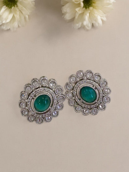 GREEN GEMINI KUNDAN EARRINGS