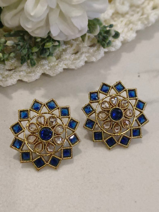 BLUE LARA KUNDAN EARRINGS