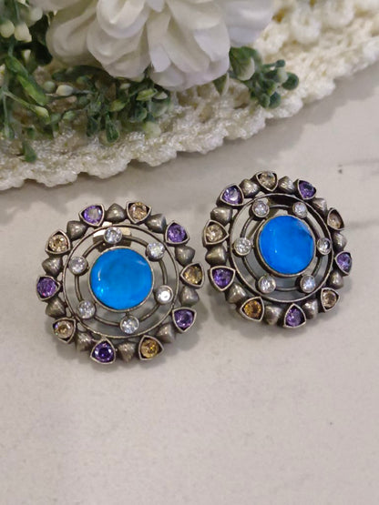 BLUE AMIRA KUNDAN EARRINGS