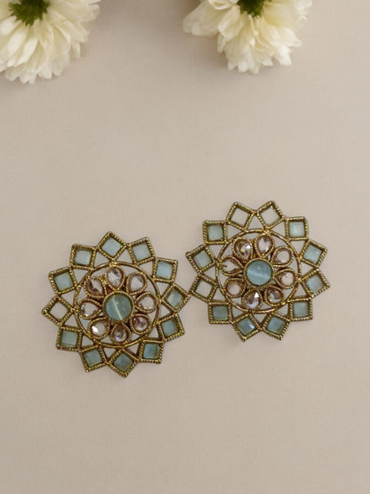SEA BLUE LARA KUNDAN EARRINGS