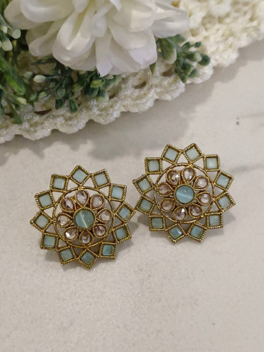SEA BLUE LARA KUNDAN EARRINGS