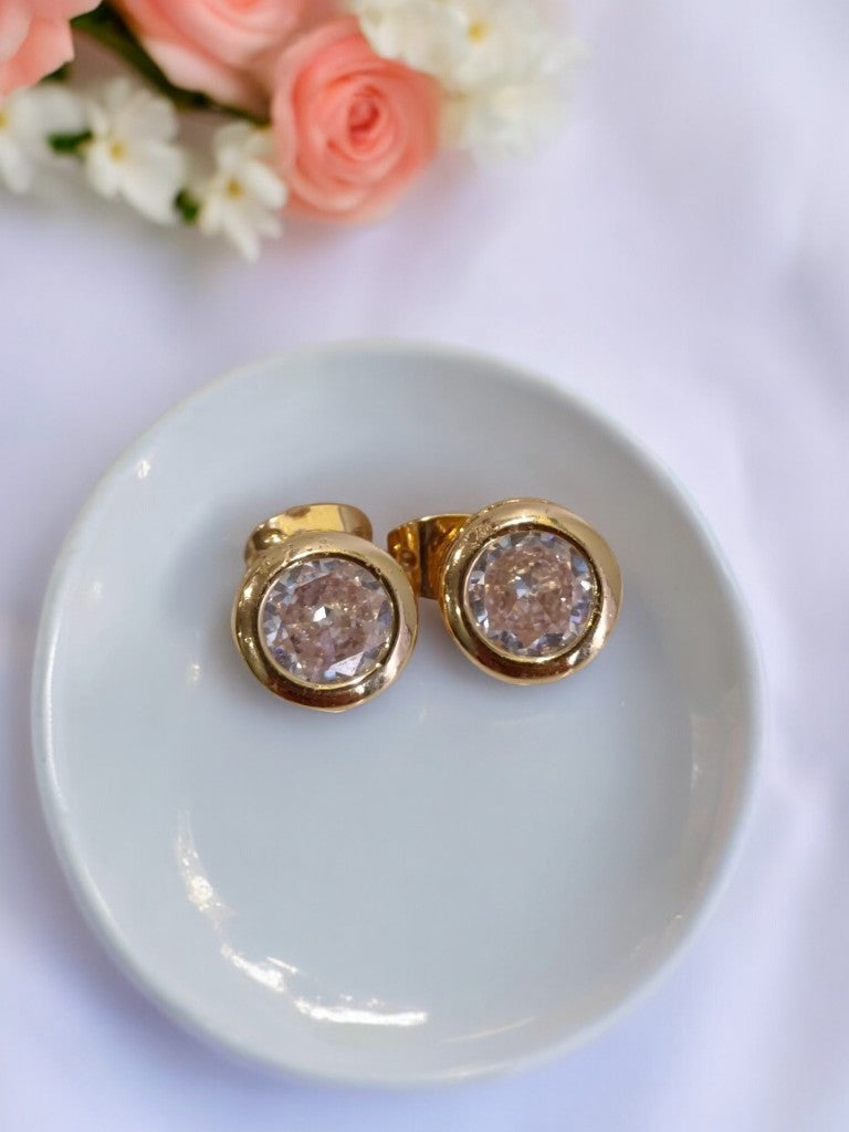 GOLD DIAMOND PIPER EARRINGS