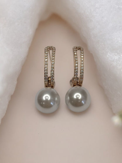 ROSE GOLD DIAMOND WITH PEARL IRESE EARRINGS