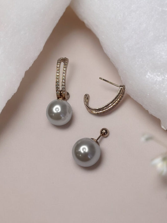 ROSE GOLD DIAMOND WITH PEARL IRESE EARRINGS