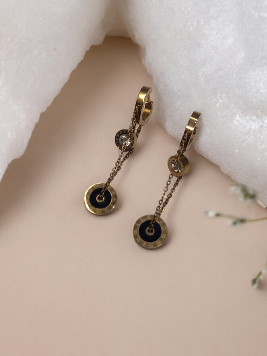 BLACK ROMAN NUMERAL KAREN EARRINGS