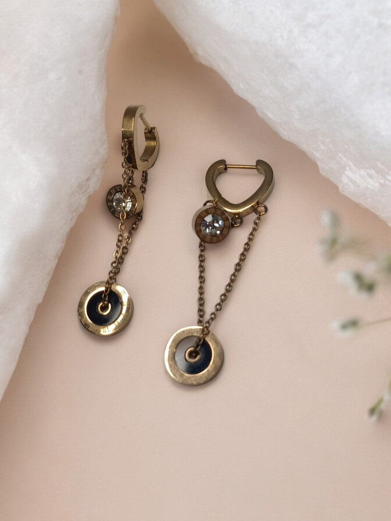 BLACK ROMAN NUMERAL KAREN EARRINGS