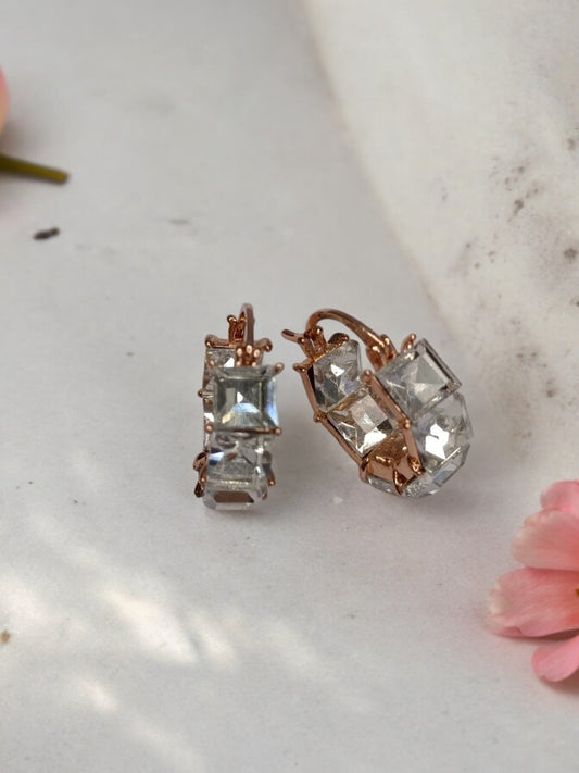 ROSE GOLD SQUARE DIAMOND XIMENA EARRINGS