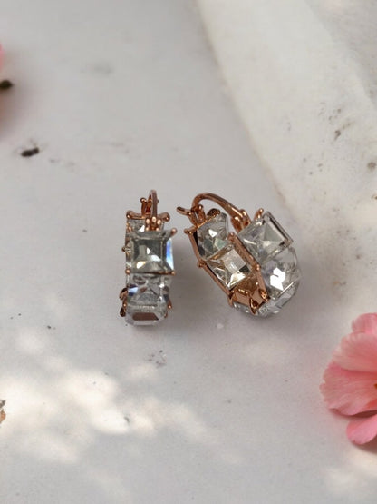 ROSE GOLD SQUARE DIAMOND XIMENA EARRINGS
