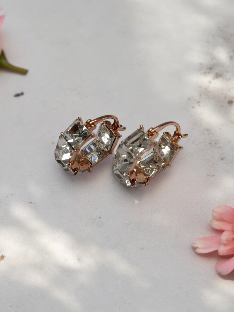 ROSE GOLD SQUARE DIAMOND XIMENA EARRINGS