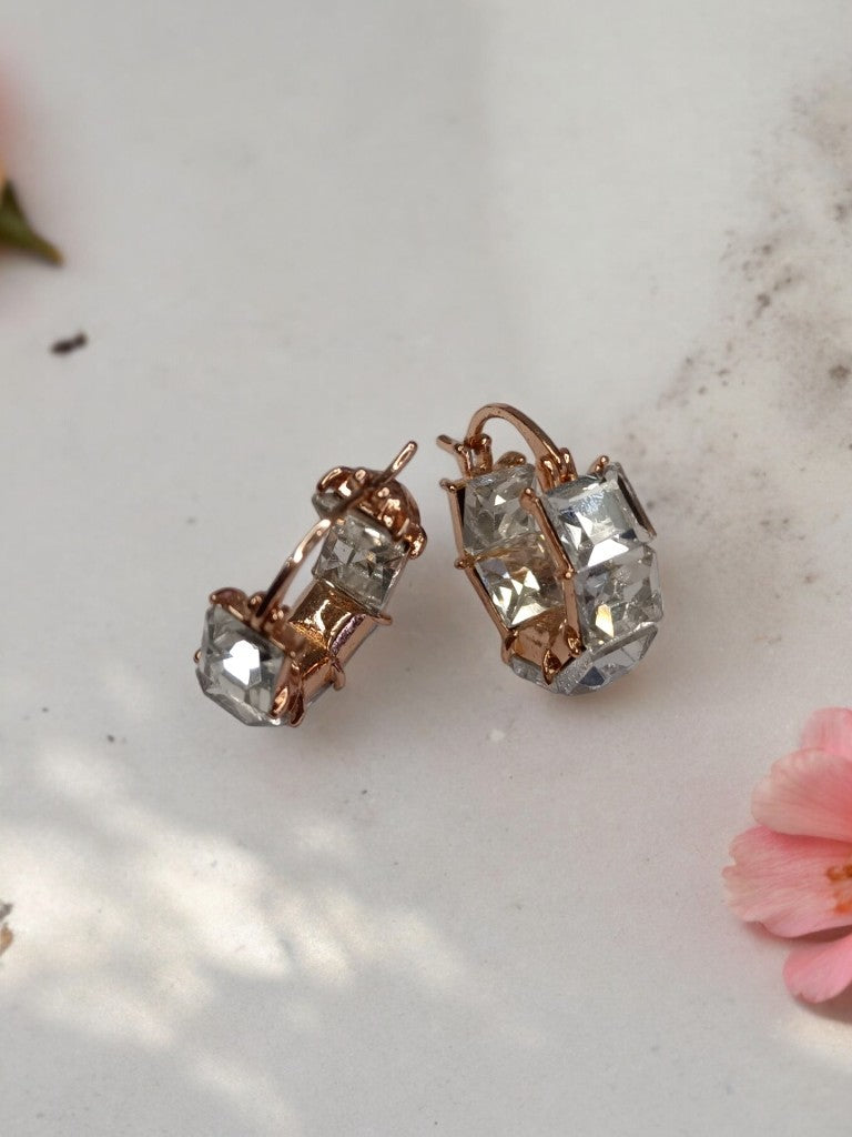ROSE GOLD SQUARE DIAMOND XIMENA EARRINGS