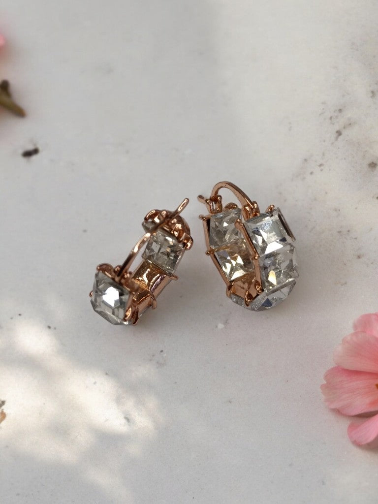 ROSE GOLD SQUARE DIAMOND XIMENA EARRINGS