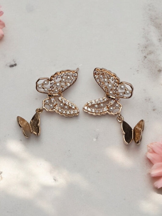 ROSE GOLD DIAMOND BUTTERFLY RUTHIE EARRINGS