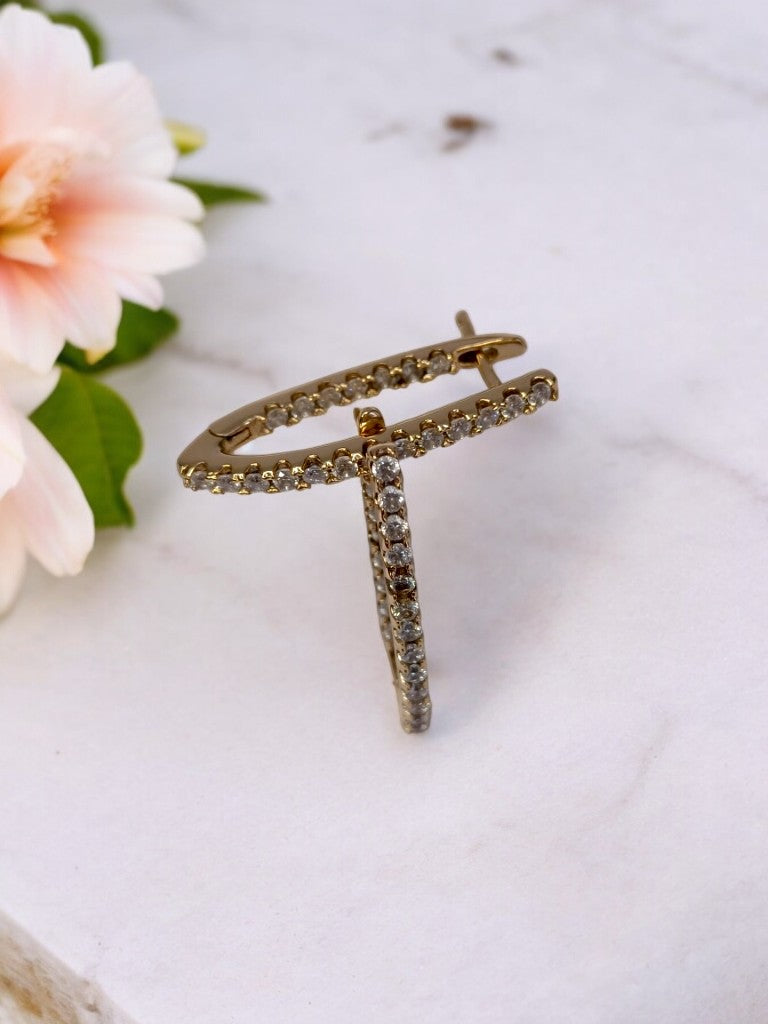GOLD DIAMOND LINE ASPEN EARRINGS