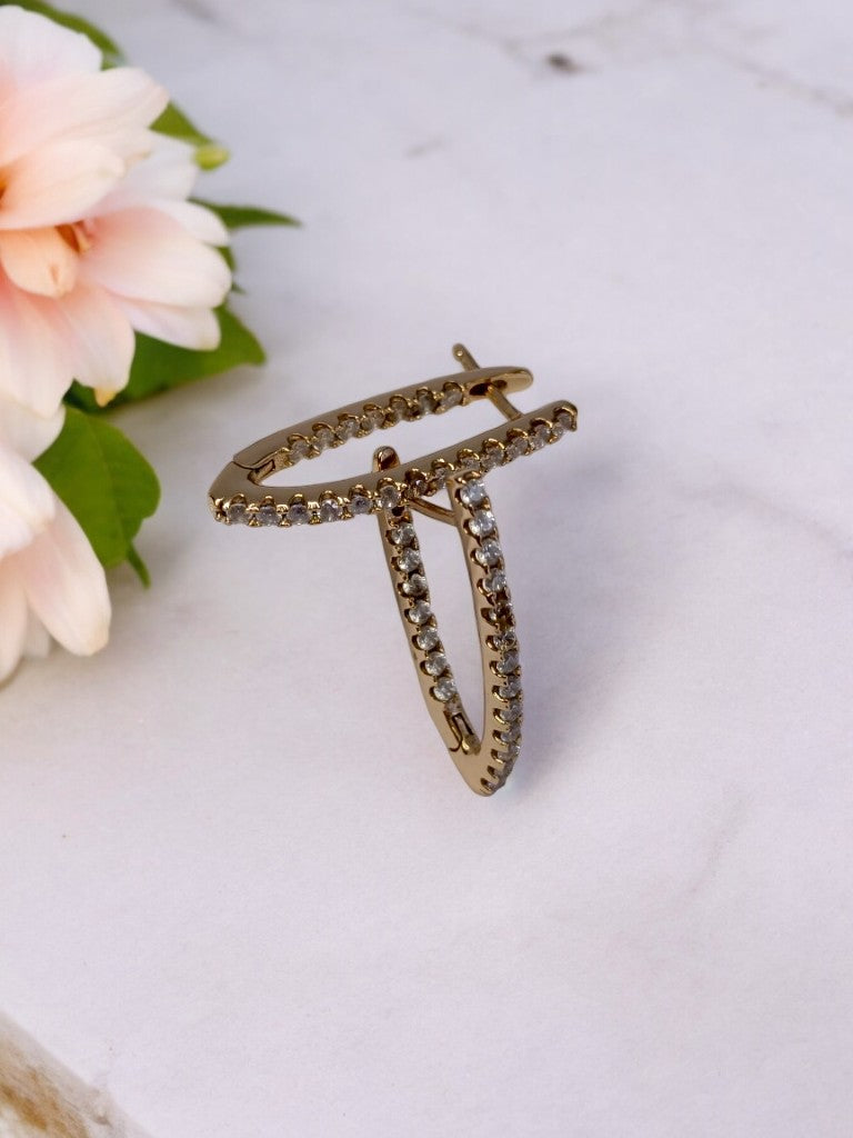 GOLD DIAMOND LINE ASPEN EARRINGS