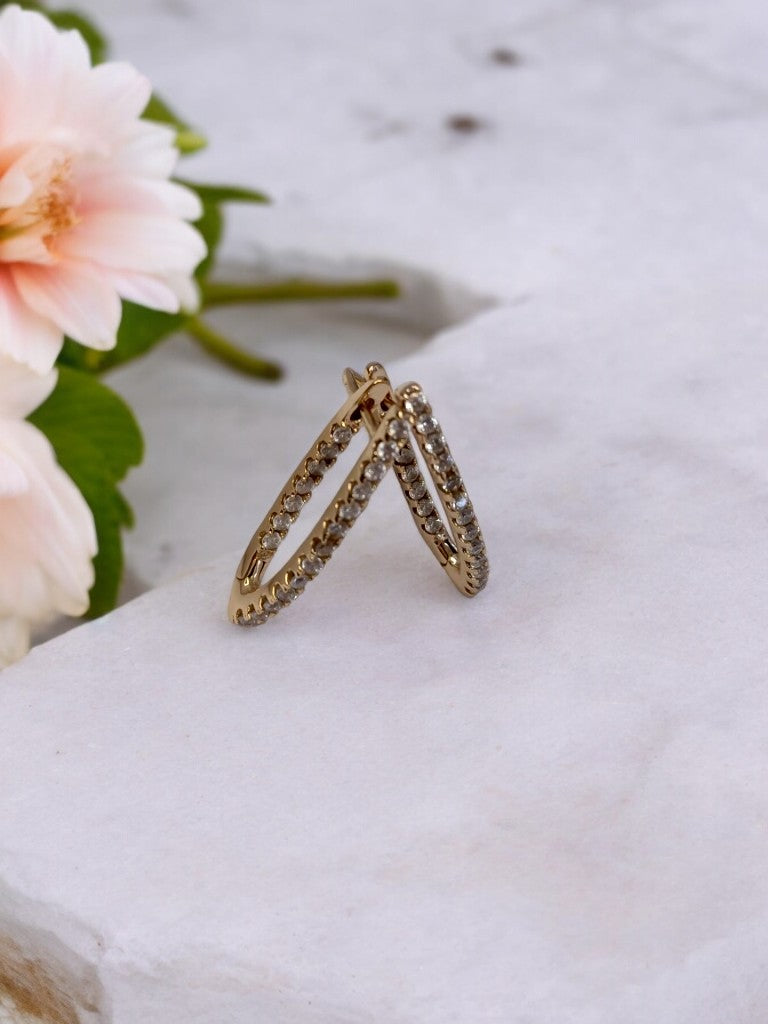 GOLD DIAMOND LINE ASPEN EARRINGS