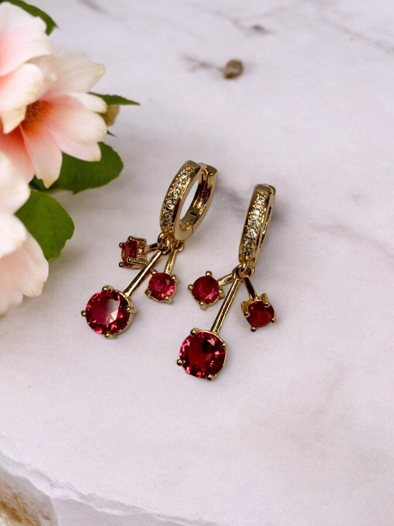 GOLD RED DIAMOND VIVIENNE EARRINGS