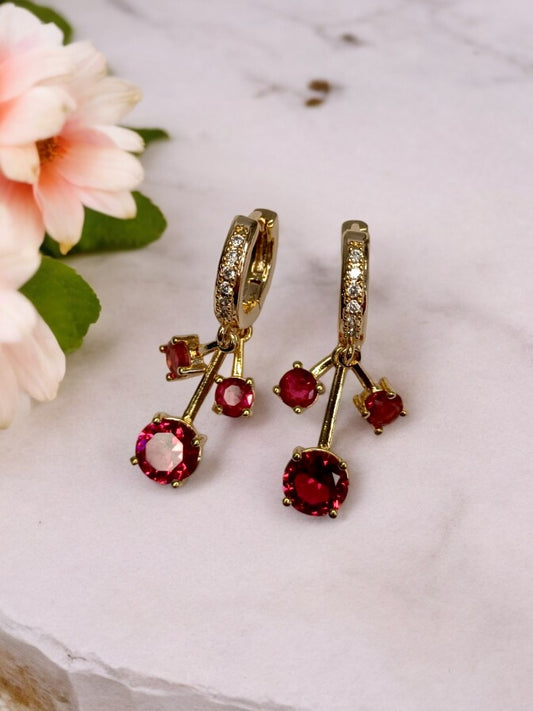 GOLD RED DIAMOND VIVIENNE EARRINGS