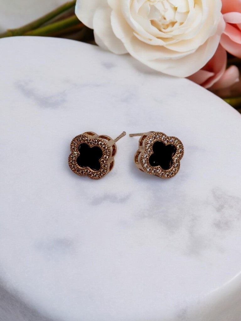 ROSE GOLD BLACK DIAMOND SABRINA EARRINGS