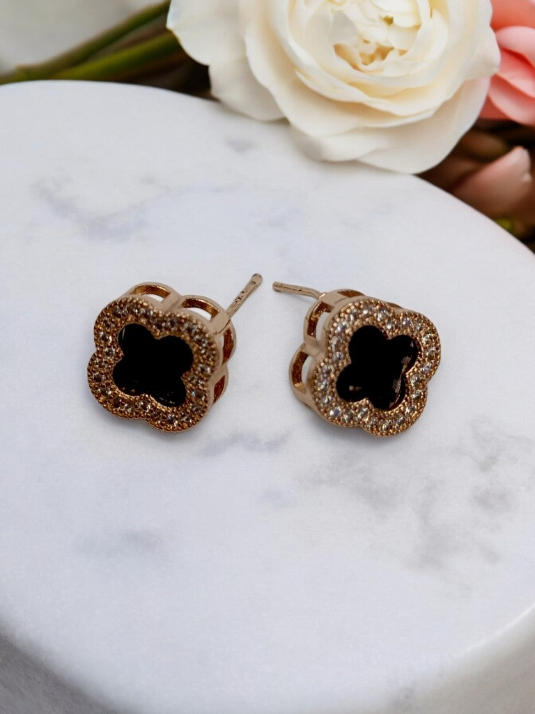ROSE GOLD BLACK DIAMOND SABRINA EARRINGS