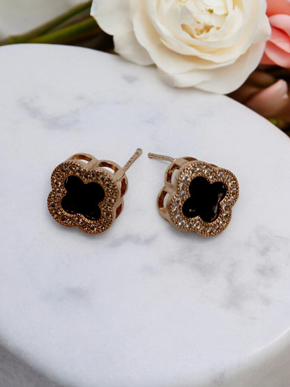 ROSE GOLD BLACK DIAMOND SABRINA EARRINGS