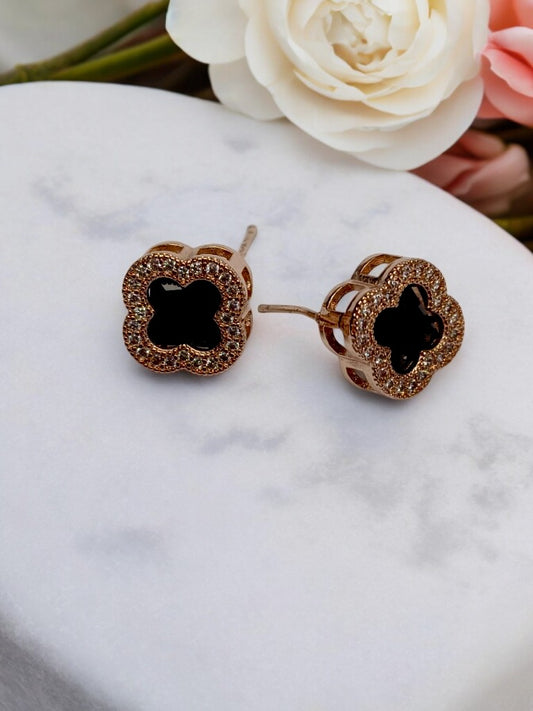ROSE GOLD BLACK DIAMOND SABRINA EARRINGS