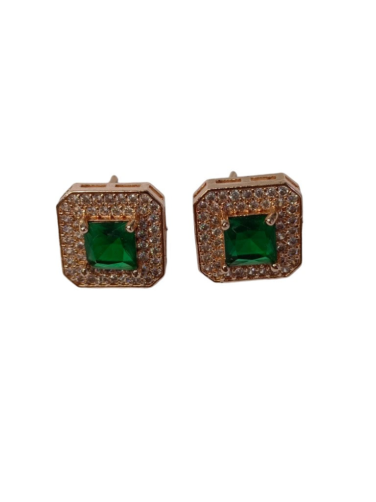 ROSE GOLD GREEN SQUARE DIAMOND HELENY EARRINGS