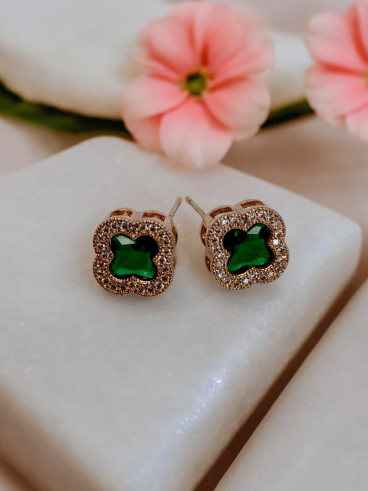ROSE GOLD GREEN DIAMOND SABRINA EARRINGS