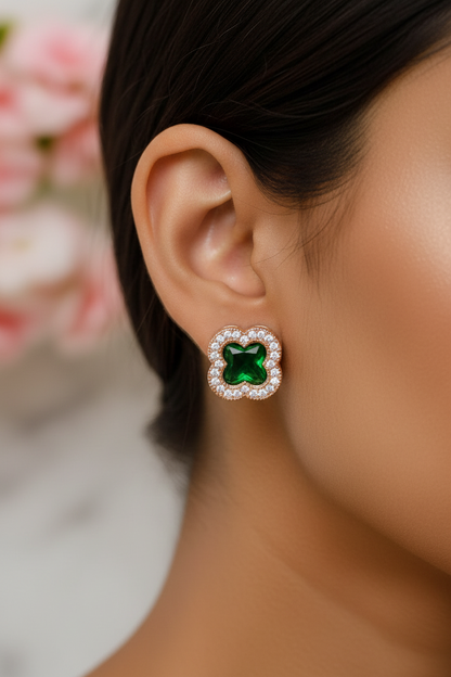 ROSE GOLD GREEN DIAMOND SABRINA EARRINGS