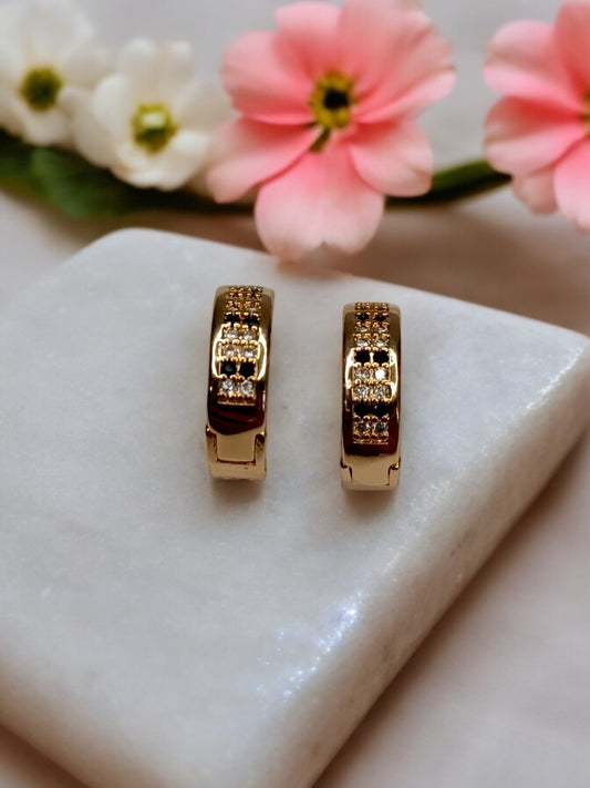 GOLD BLACK DIAMOND FIONA EARRINGS